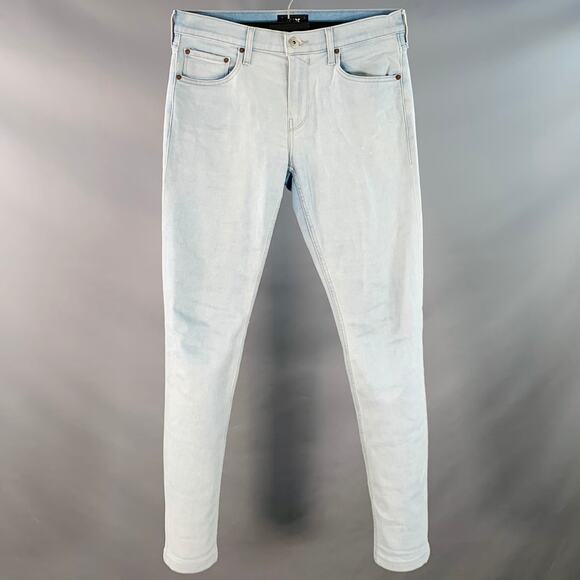 PAIGE Size 29 Federal Blue Cotton Blend Slim Straight Zip Fly Jeans - Picture 1 of 10